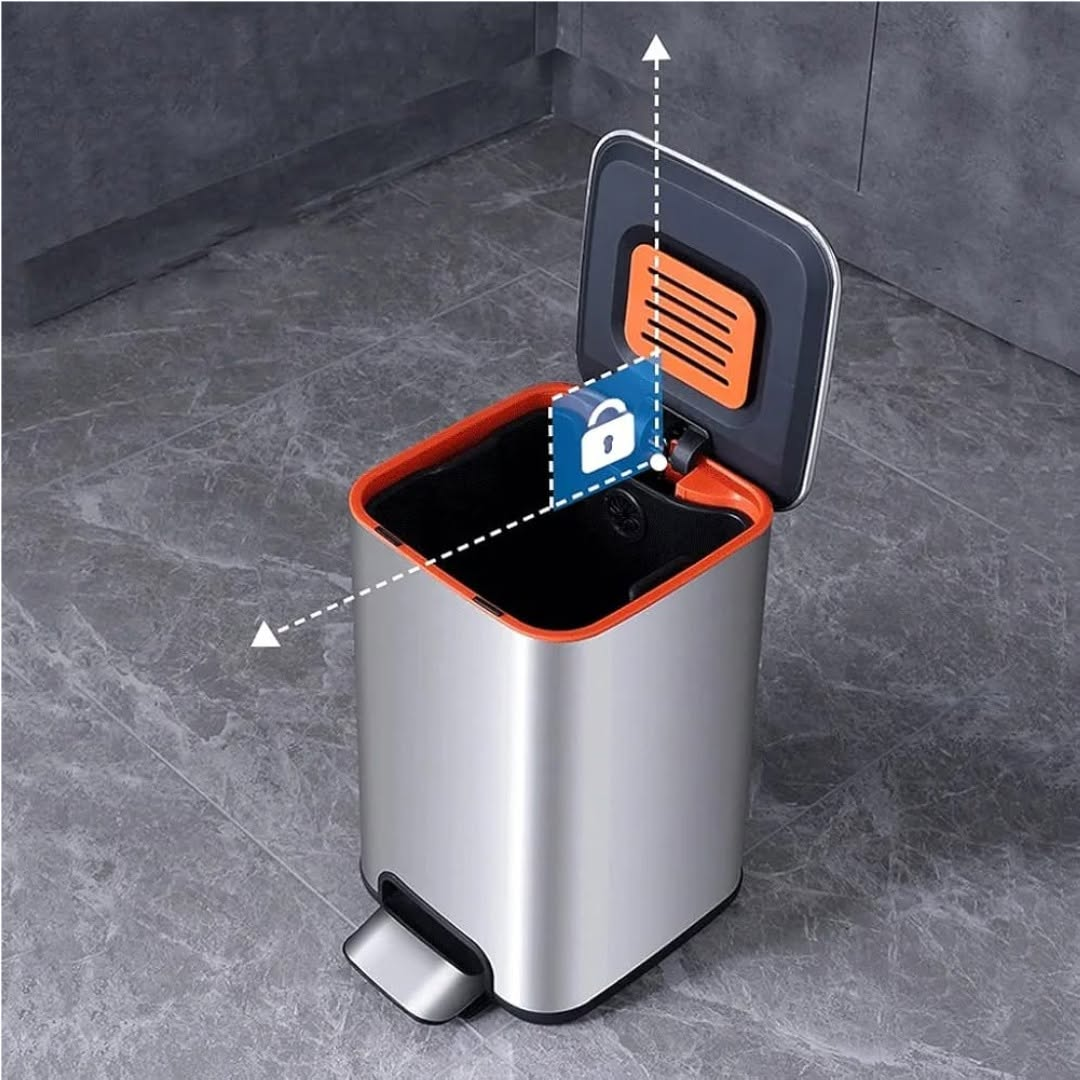 Heavy-duty stainless steel pedal dustbin