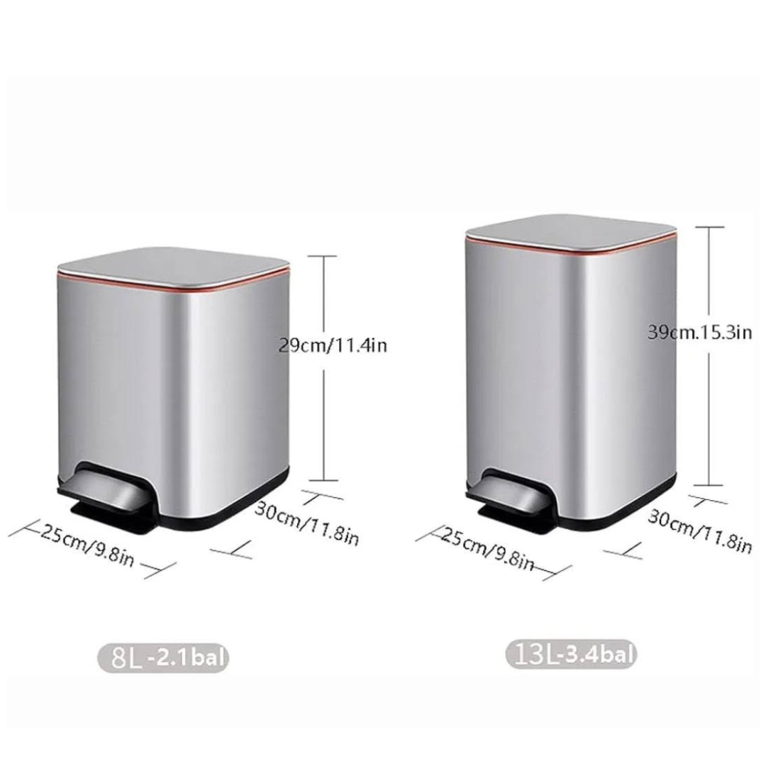 Heavy-duty stainless steel pedal dustbin