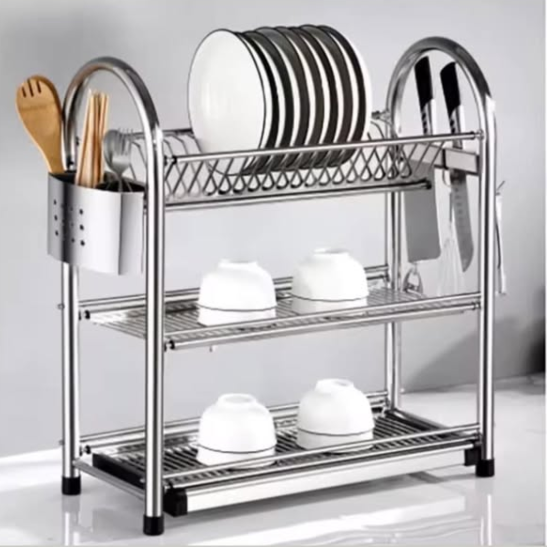 Heavy Duty Kitchen 3-Tier Aluminum Dish Rack
