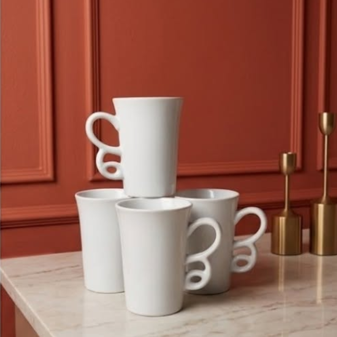 Hot Cake Ceramic White Long Mug