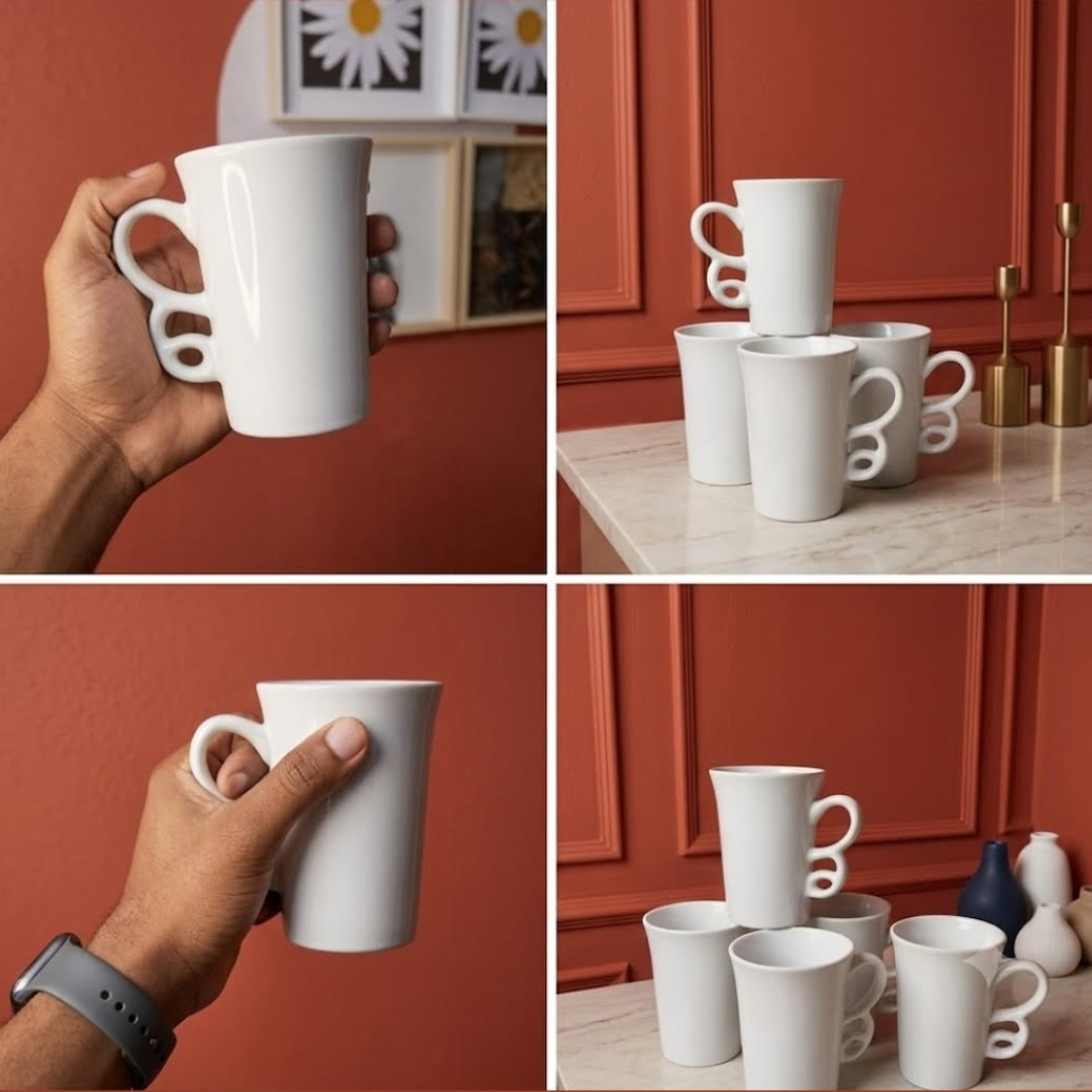 Hot Cake Ceramic White Long Mug