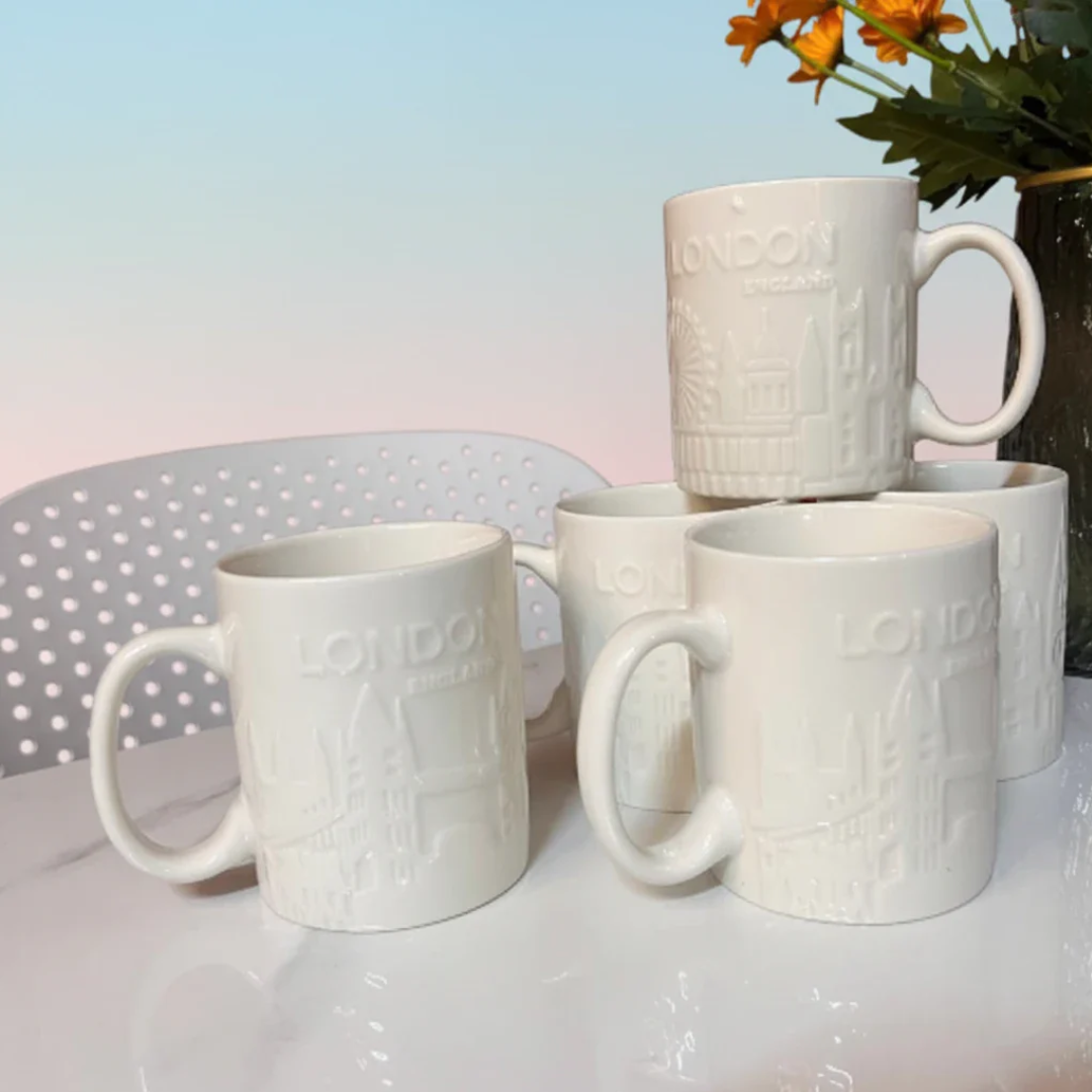 London Engraved Ceramic Cup (Set of 6)