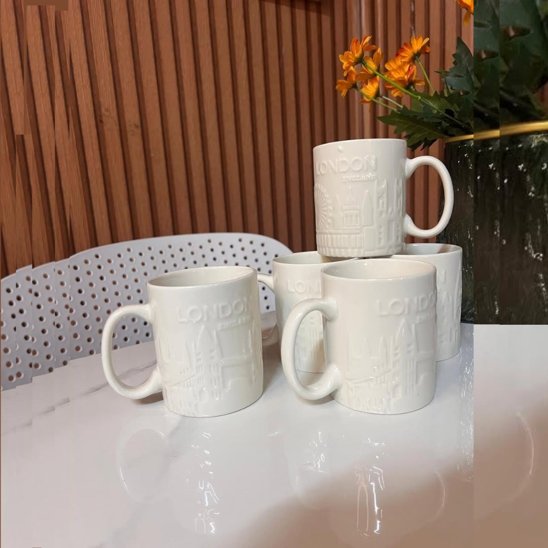 London Engraved Ceramic Cup (Set of 6)