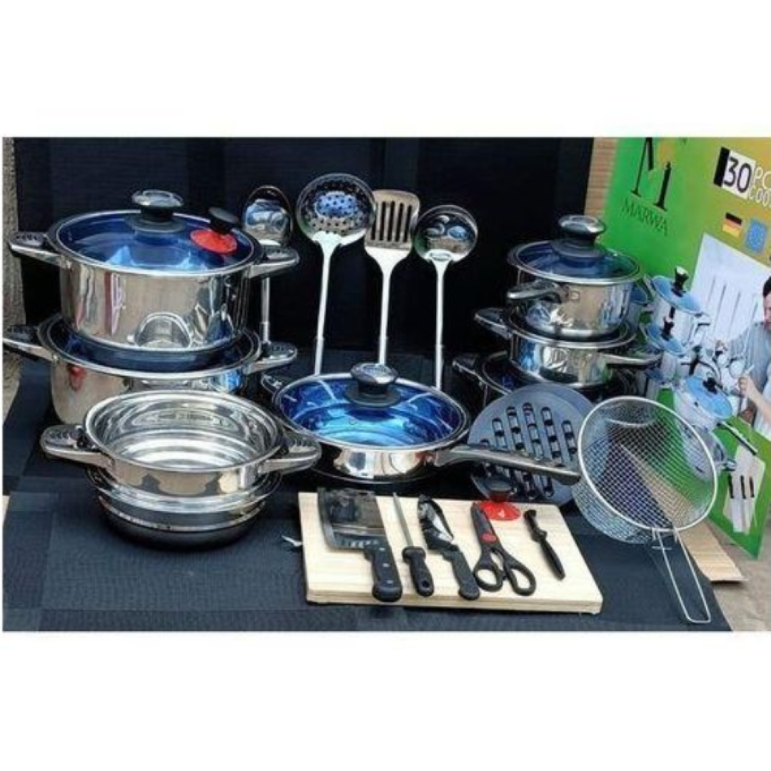 MARWA 30-Piece German Stainless Steel Cookware Set
