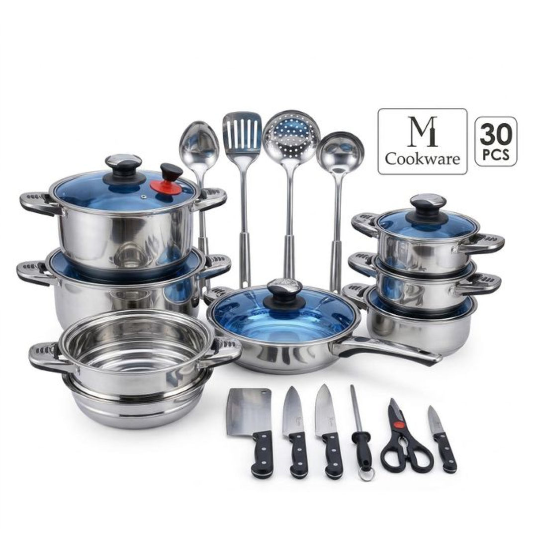 MARWA 30-Piece German Stainless Steel Cookware Set
