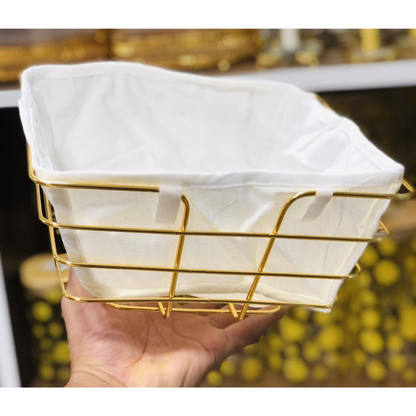 Metallic fruit and bread decorative basket (with cloth liner)