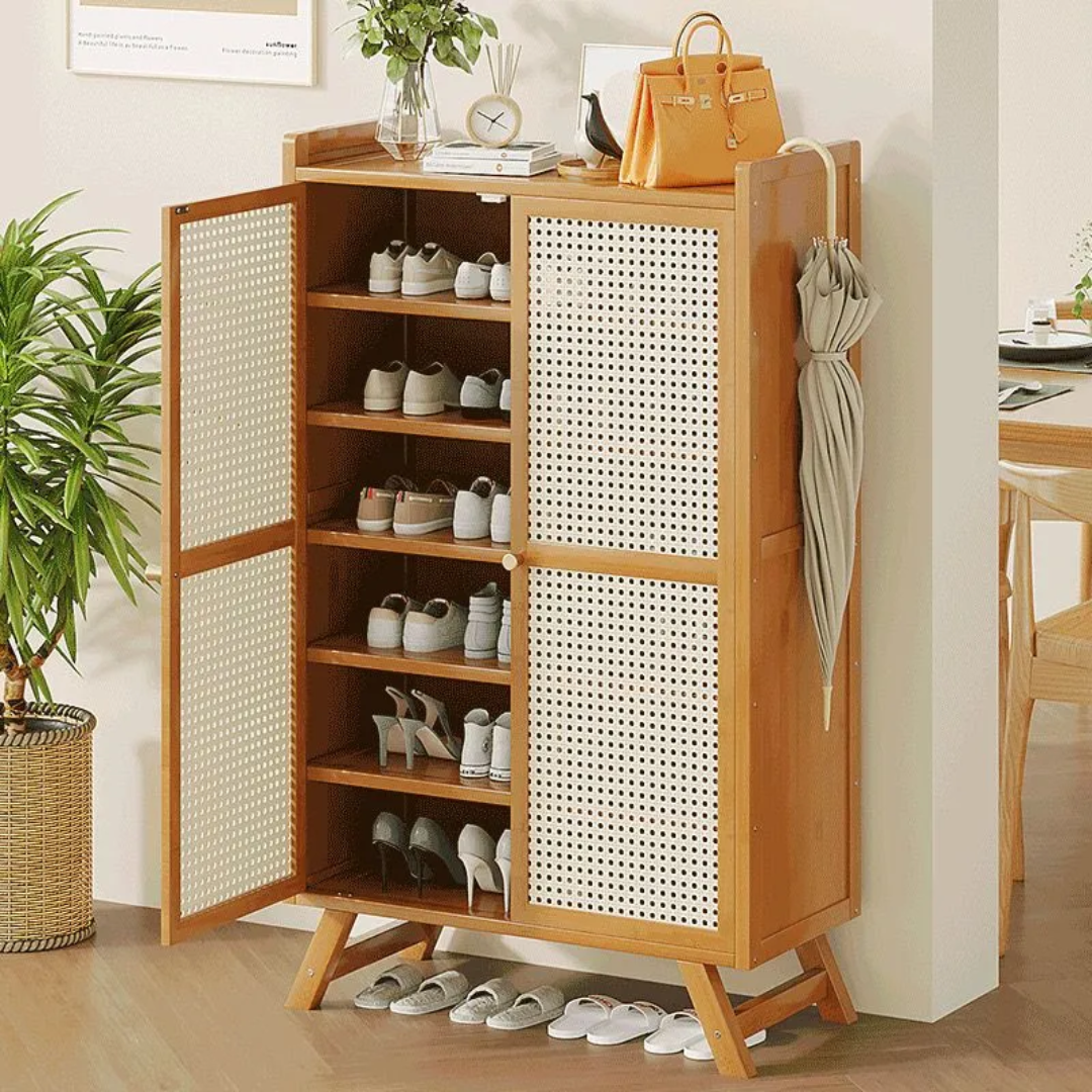 Modern luxury nordic bamboo shoe cabinet