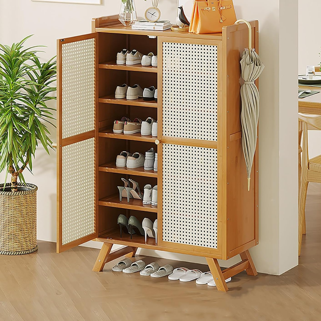 Modern luxury nordic bamboo shoe cabinet
