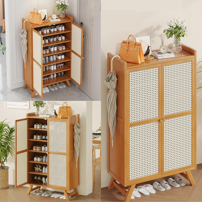 Modern luxury nordic bamboo shoe cabinet