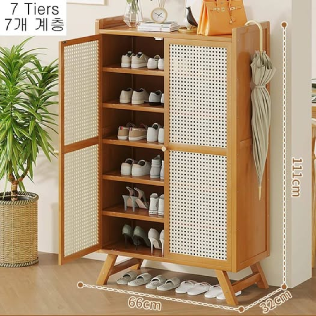 Modern luxury nordic bamboo shoe cabinet
