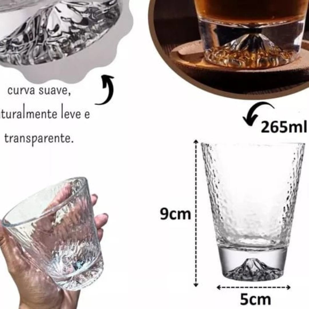 Mount Fuji Japanese Vintage Style Short Whiskey Glass