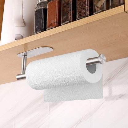 Multi-functional adhesive paper towel and tissue hanger
