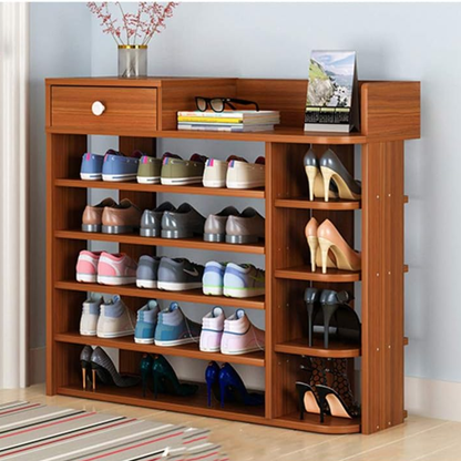 Multi-layer compartment shoe rack cabinet with drawer