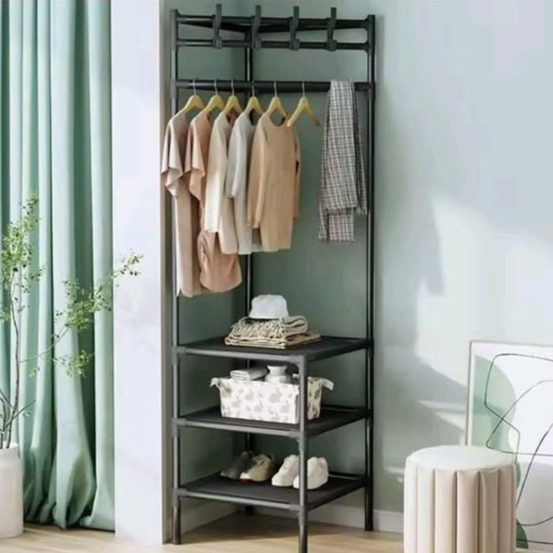 Multifunctional Metallic Corner Coat Rack