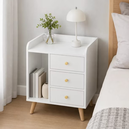 Multifunctional wooden bedside table