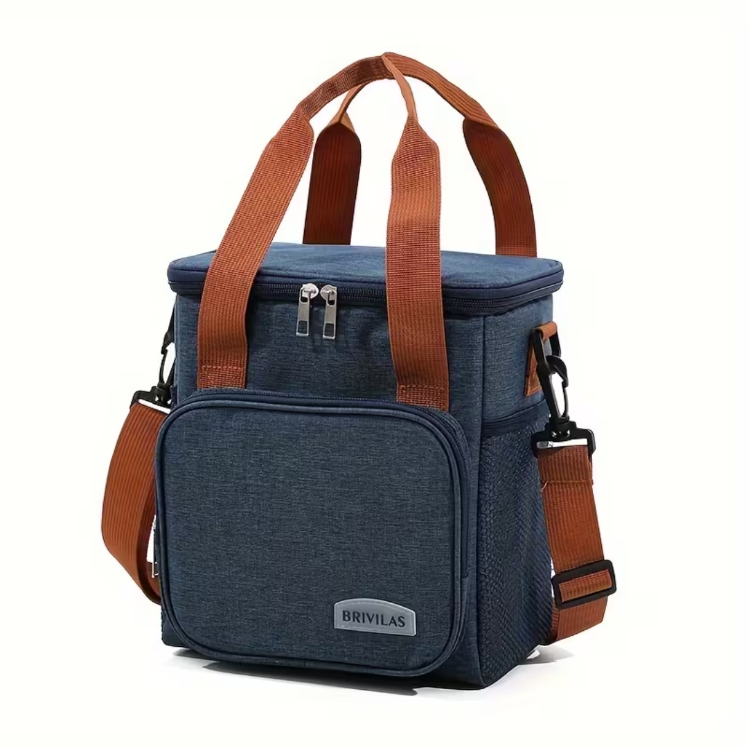 Navy Blue 2-in-1 Compartment Insulated Thermo Lunch Bag