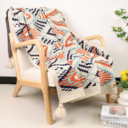 Nordic Cotton Knitted Sofa Cover with Tassels