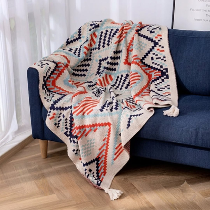 Nordic Cotton Knitted Sofa Cover with Tassels