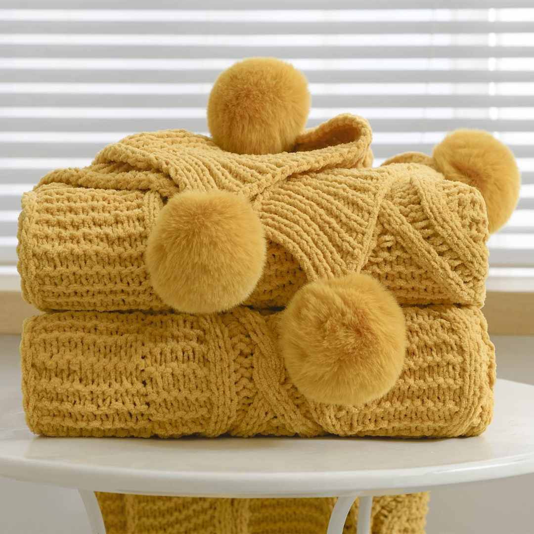 Nordic Cotton Knitted Sofa Cover with Tassels