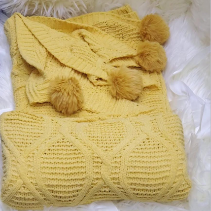 Nordic Cotton Knitted Sofa Cover with Tassels