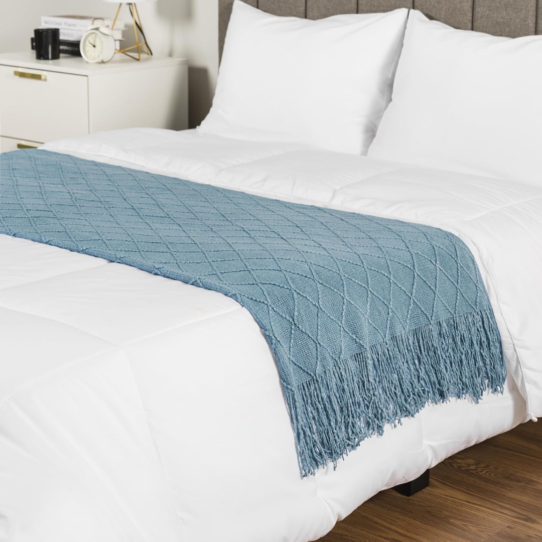 Nordic Cotton Knitted Sofa Cover with Tassels 