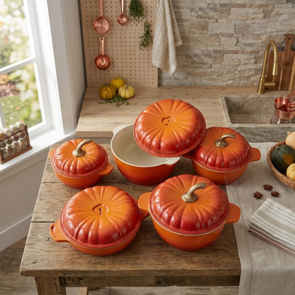 Orange 9-PCS USFE PUMPKIN GRANITE COOKWARE SET