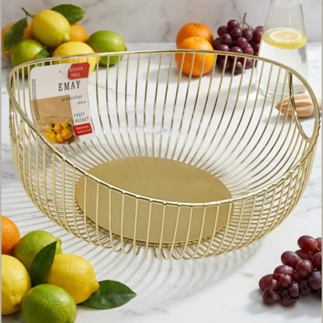 Oval Shaped Metallic Fruit Basket