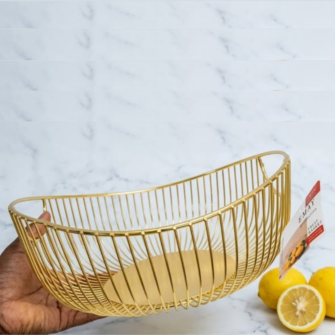 Oval Shaped Metallic Fruit Basket
