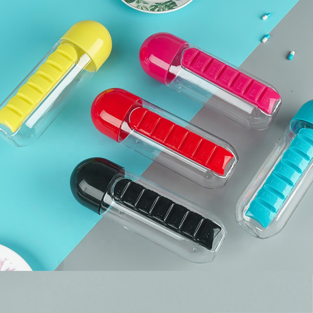 Pill and Vitamin organizer water bottle