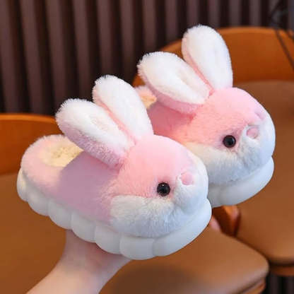 Pink Bunny Ears Plush Kids Indoor Slippers