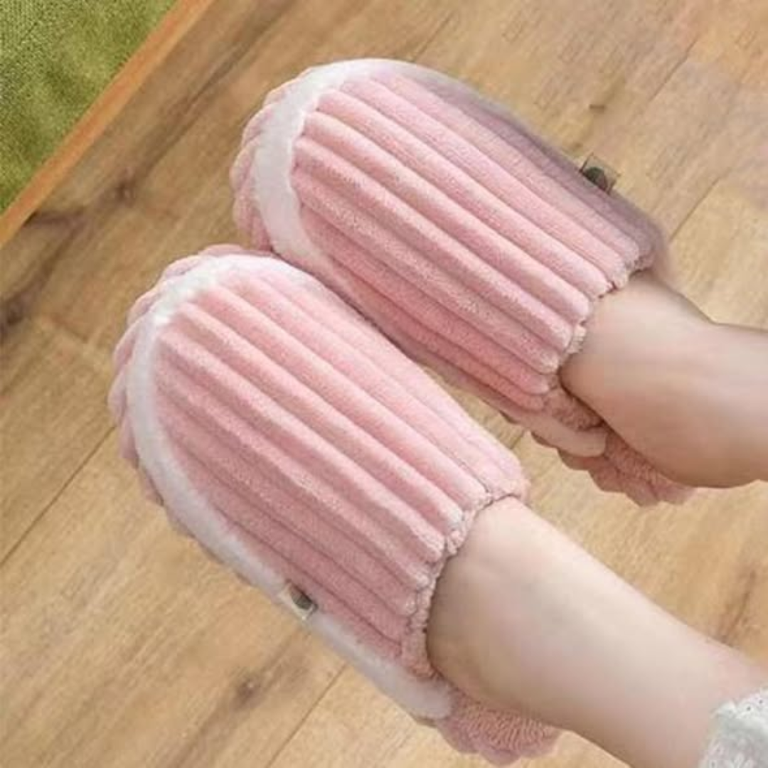 Pink Unisex Plush Fluffy Indoor Shoes Foot Warmers