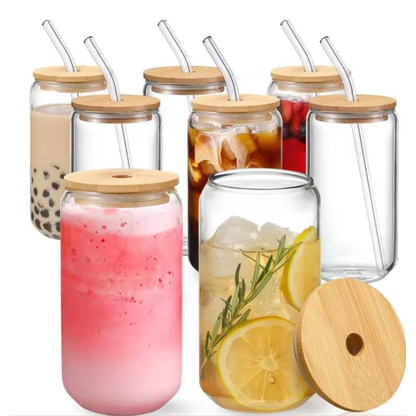 Portable smoothie glass jar with straw