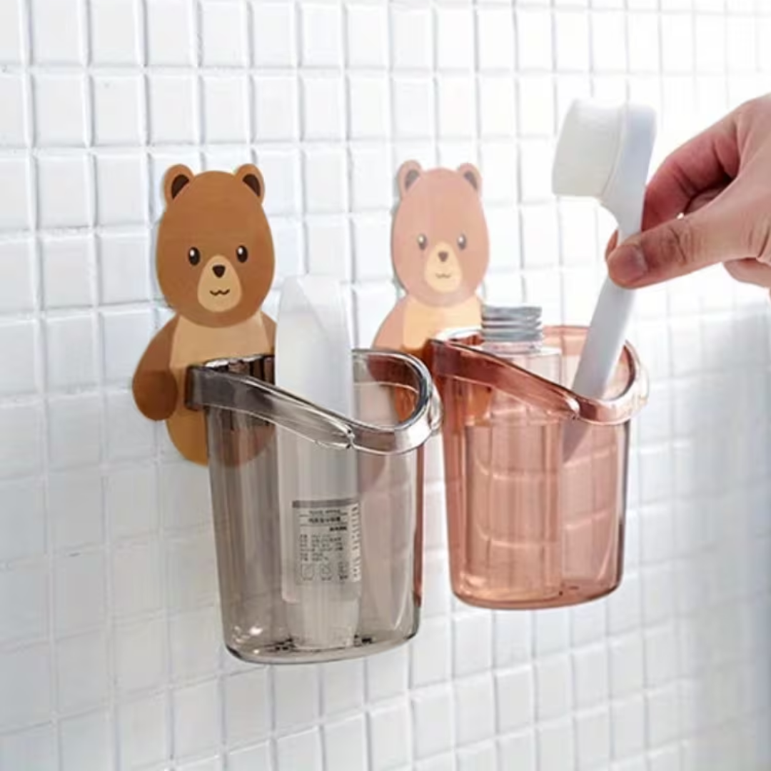 Portable wall adhesive toothbrush holder