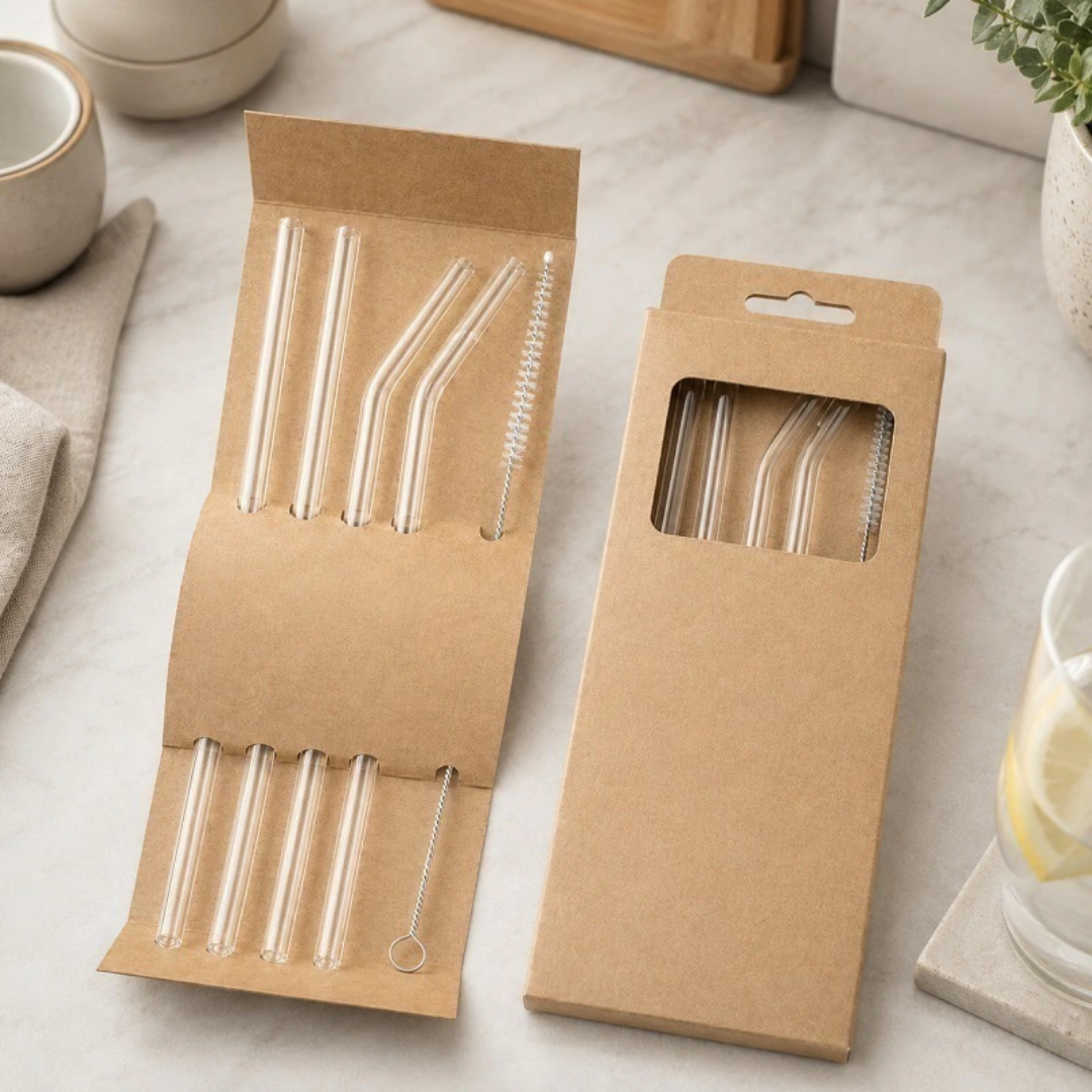Reusable glass drinking straws