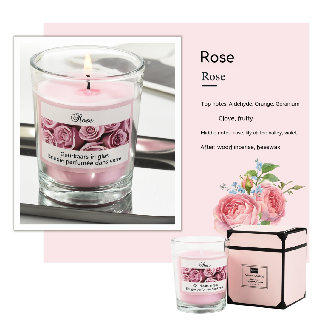 Rose scent - Glass cap cunned scented candles