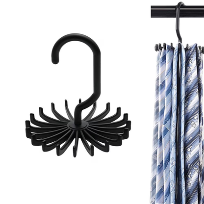Rotating plastic hanger for scarves and ties