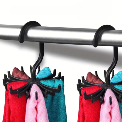 Rotating plastic hanger for scarves and ties