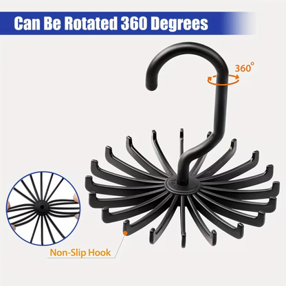 Rotating plastic hanger for scarves and ties