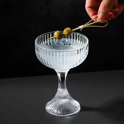 Set of 6 Heavy Ribbed Coupe Glass