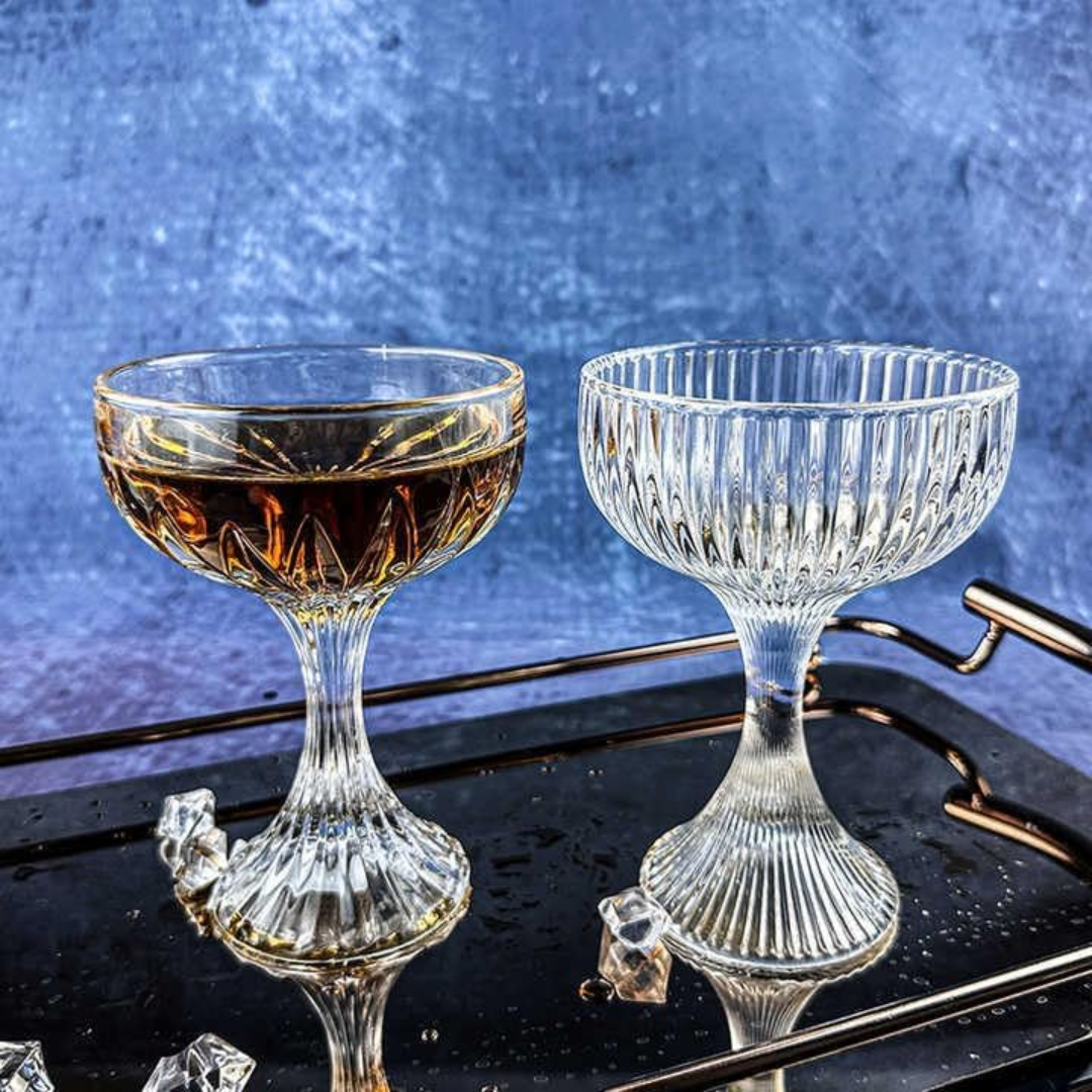 Set of 6 Heavy Ribbed Coupe Glass