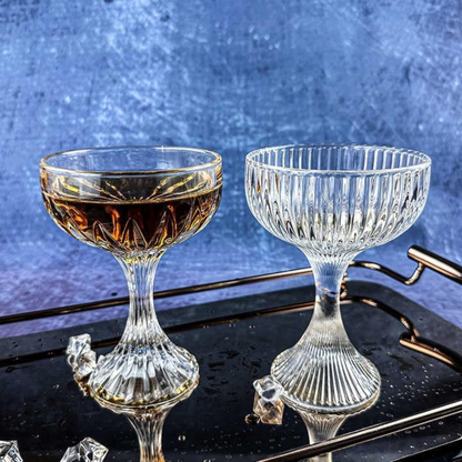Set of 6 Heavy Ribbed Coupe Glass