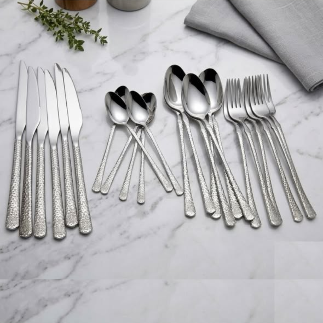 Silver 24-Piece Luxury Stainless Steel Cutlery Set