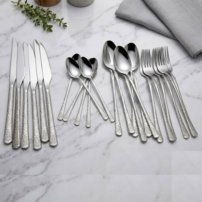 Silver 24-Piece Luxury Stainless Steel Cutlery Set