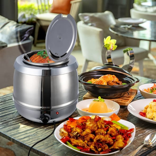 Stainless Steel 10L Electric Soup Warmer Tureen Kettle