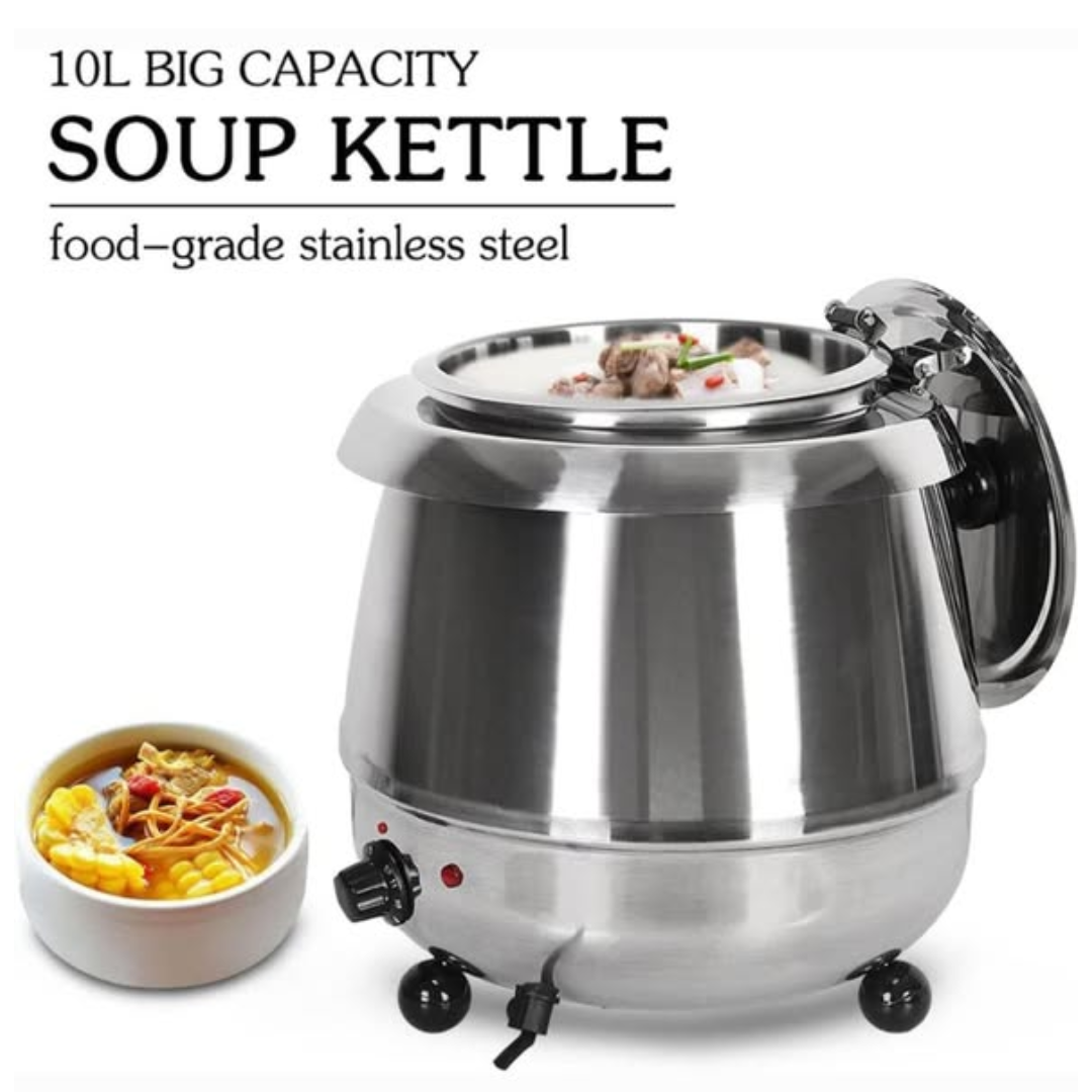 Stainless Steel 10L Electric Soup Warmer Tureen Kettle