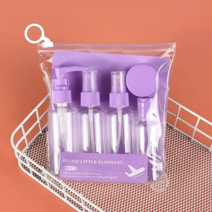 Travel set packaging bottles purple