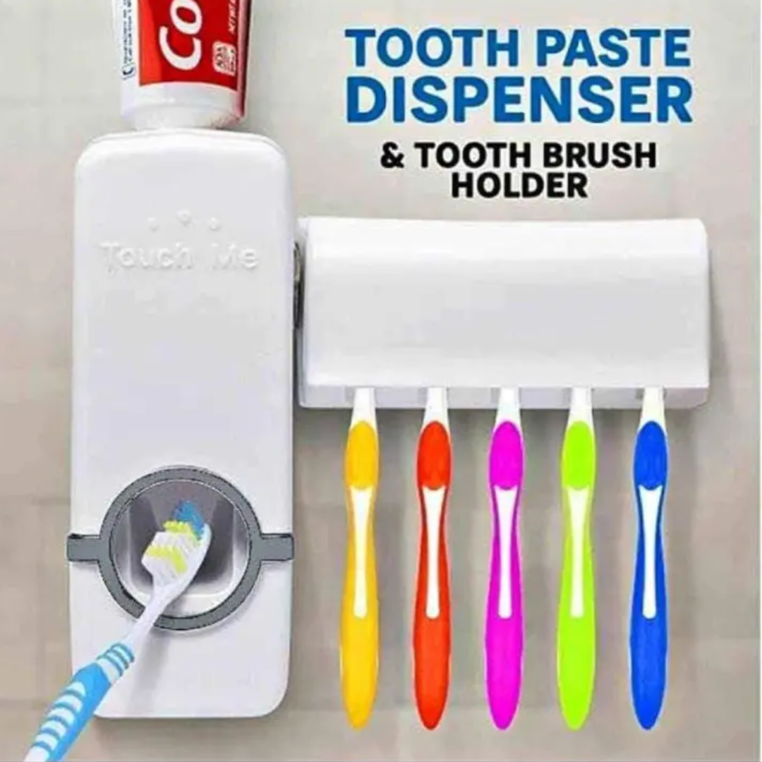 Wall-Mounted Toothbrush Holder and Automatic Toothpaste Dispenser