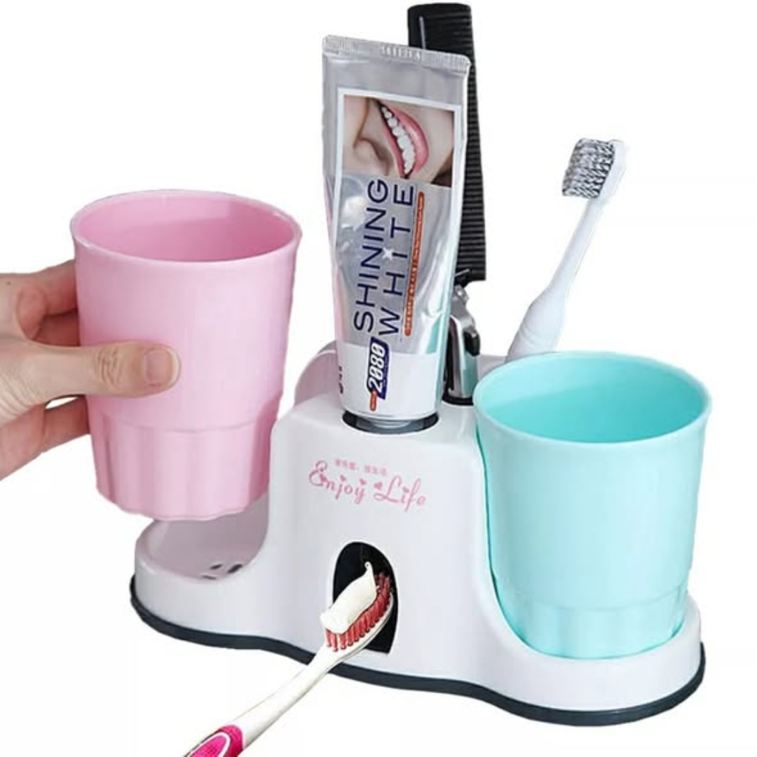 Wall-Mounted Toothbrush Holder and Automatic Toothpaste Dispenser