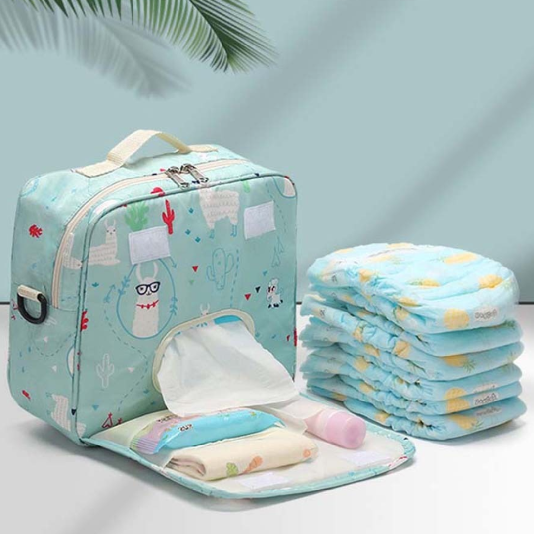 Waterproof baby diaper bag with shoulder strap and changing pad