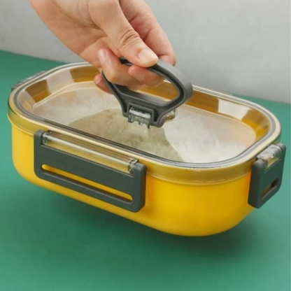 Yellow Microwaveable Snack Box with Spoon (1000ml)